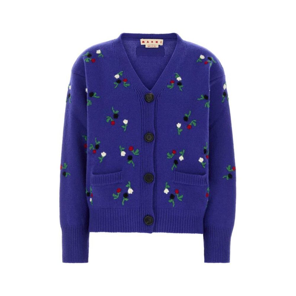 Marni Women Blue Wool Blend Cardigan